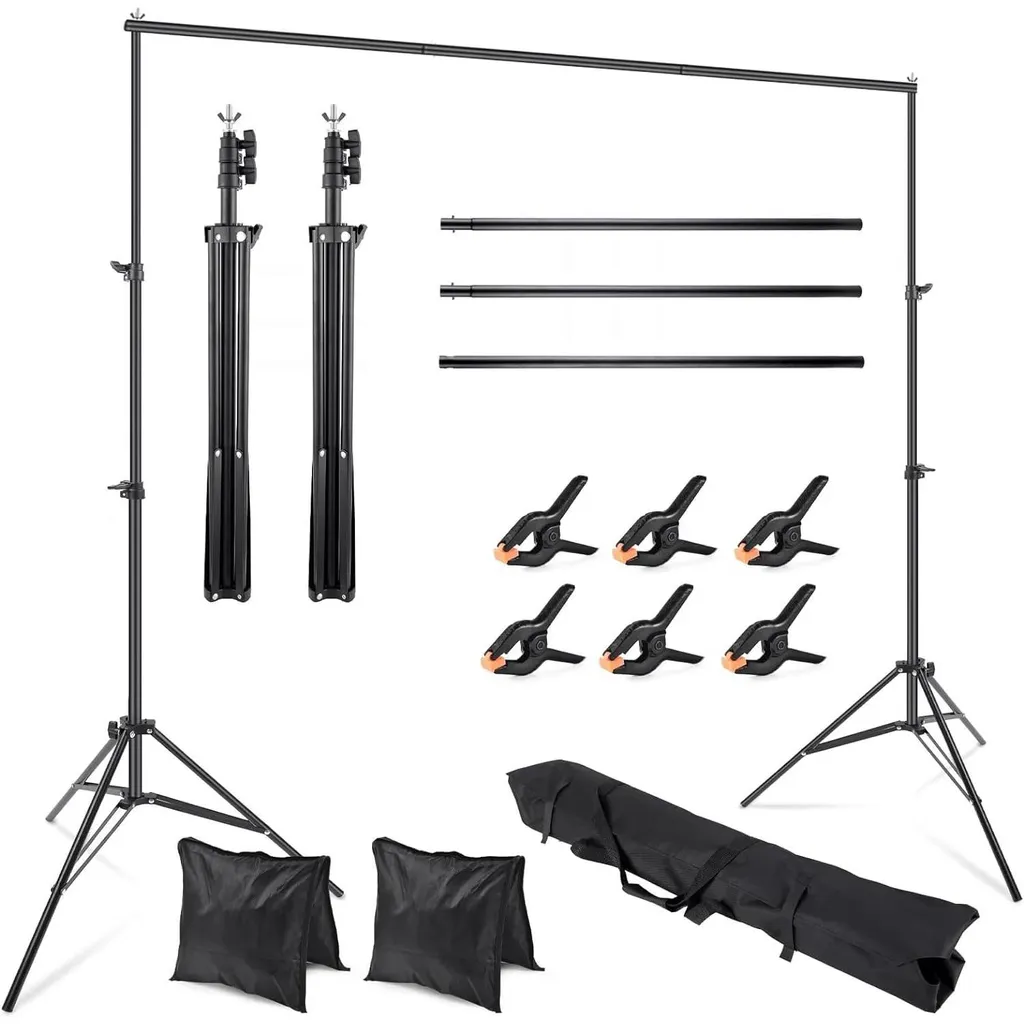 Support Fond Photo Portable 2x2m pour Portrait et Vidéo avec Accessoires