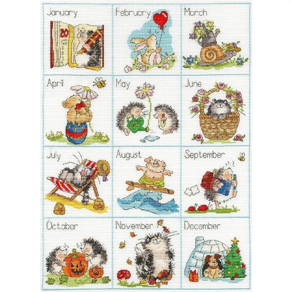 Kit broderie Calendrier Créatures Bothy Threads pour décoration murale