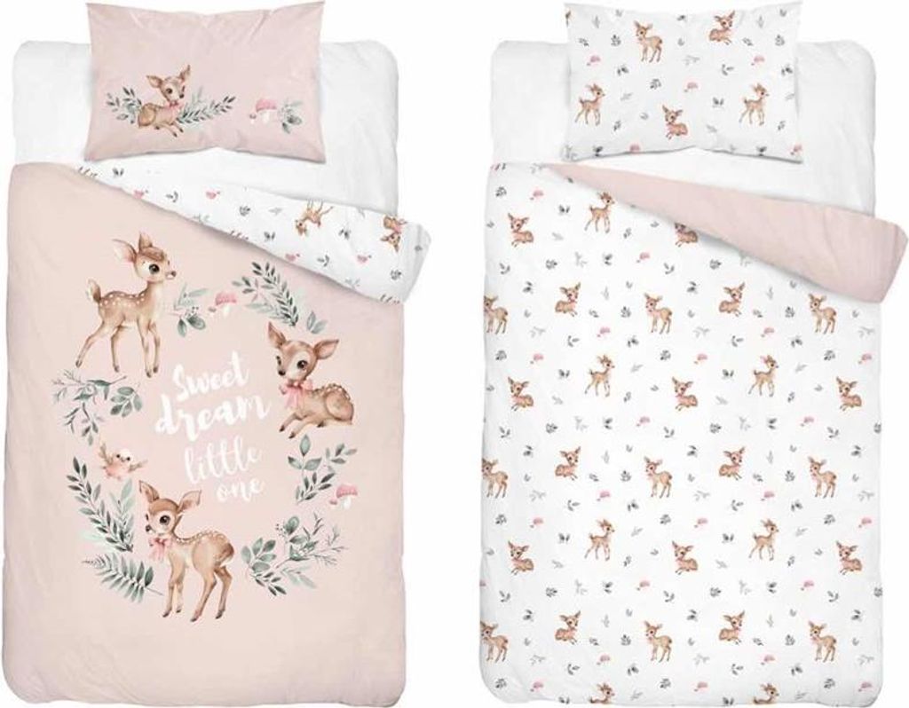 Bettwäsche, Baumwollbettwäsche für Kinder 90x120 5511b Reh