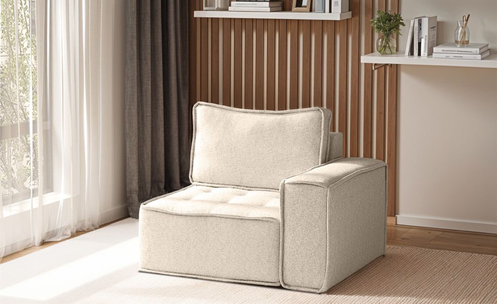 Sessel SANDE 1-Sitzer Modul Stoff Raven Creme Seite Rechts