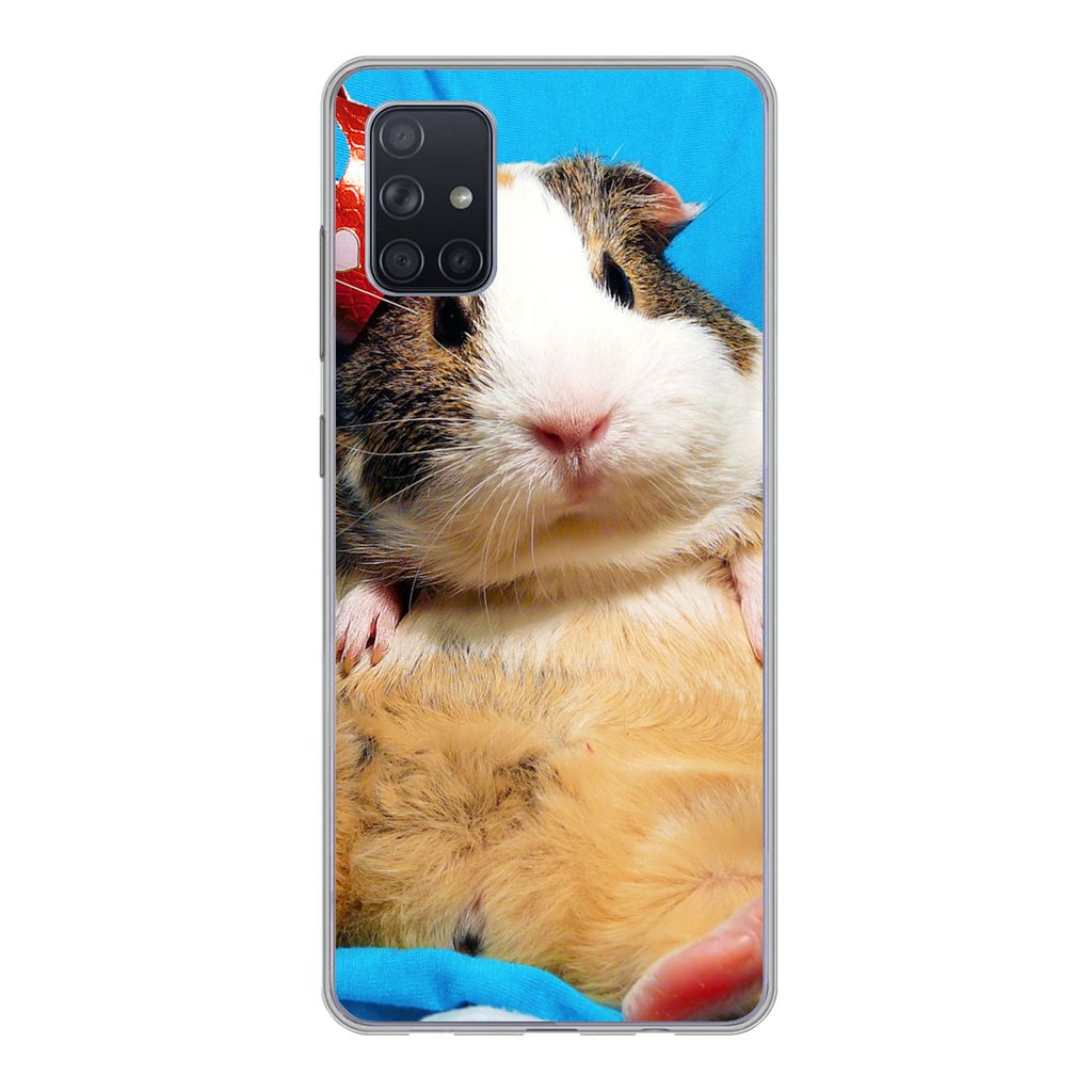 MuchoWow Handyhülle Schutzhülle Hülle für Samsung Galaxy A71 Meerschweinchen - Lustig - Krone - Kinder - Jungen - Mädchen - Kind Silikon Sof...