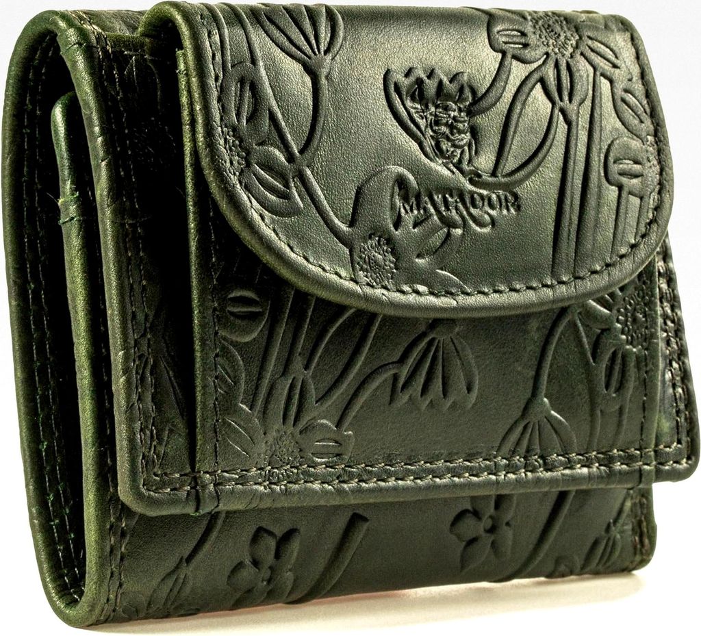 Kleines Damenportemonnaie aus Leder mit edler Geschenkbox, elegante Mini-Geldbörse mit RFID-Blocker, Luxus-Geldbörse mit vielen Fächern in Blume...