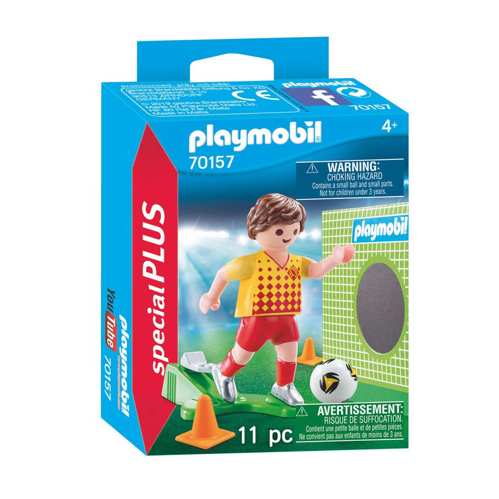 PLAYMOBIL Giocatore di calcio con parete porta, 70157 Immagine del prodotto 