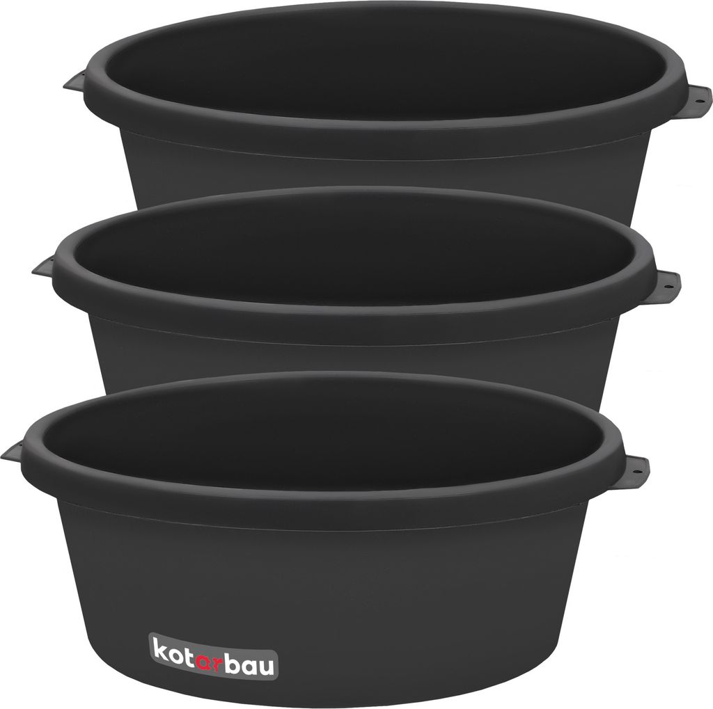 KOTARBAU® 3 St. Mörtelwanne 11 L Mörtelkübel Schwarz Produktbild 1