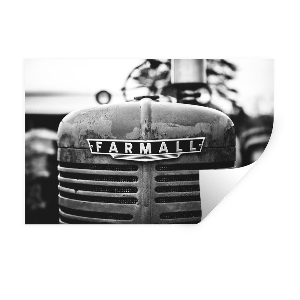 MuchoWow Wandtattoo Wandsticker Wandaufkleber Traktor - Schwarz - Weiß 120x80 cm Selbstklebend und Repositionierbar - Selbstklebend - Fototapeten