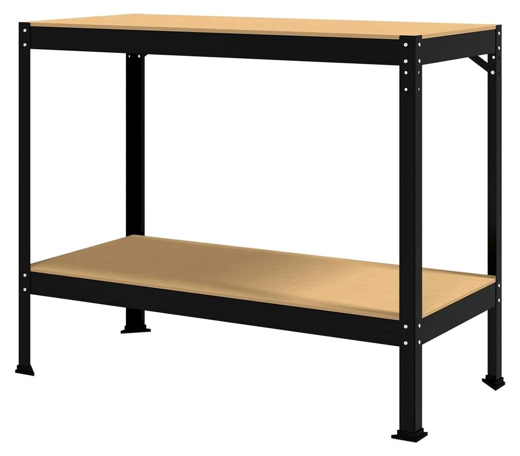 Industrielle Werkbank aus Holzwerkstoff mit Metall - Schwarz, 114 x 54 x 91 cm - Für Garage und Werkstatt
