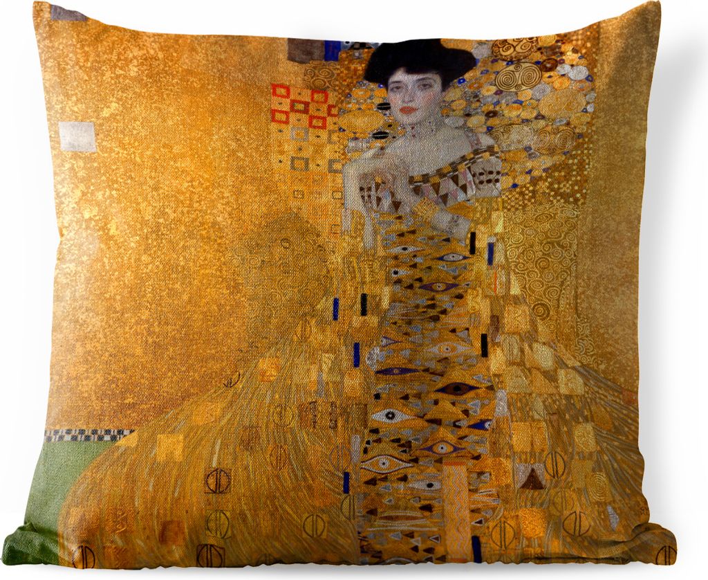 MuchoWow Outdoor Kissen - Porträt von Adèle Bloch-Bauer I - Gemälde von Gustav Klimt - 50x50 cm - Wetterfest - Lounge Kissen - Komfortabel - K...