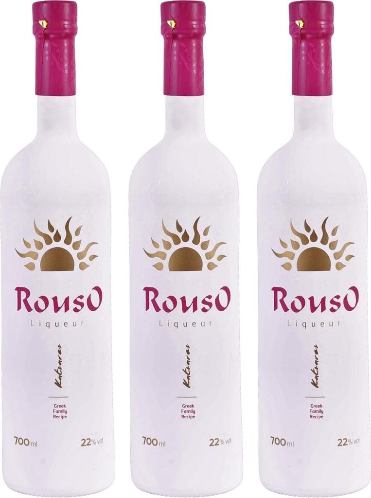 Rouso Likör| 3x 0,7l | 22% Vol. | Fruchtig | Likör | Aus Griechenland |+20ml Jassas Olivenöl