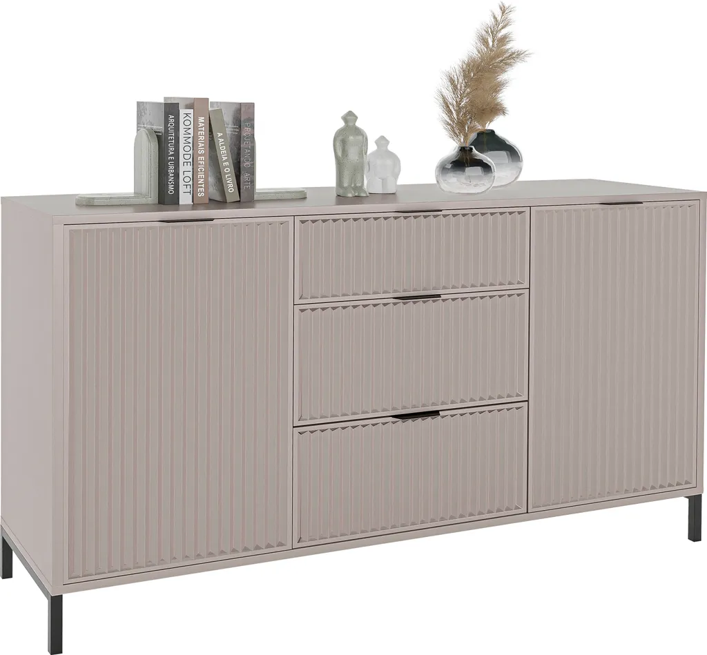Commode Cashmere Wave GrekPol 3 Tiroirs 2 Portes - Rangement Optimisé