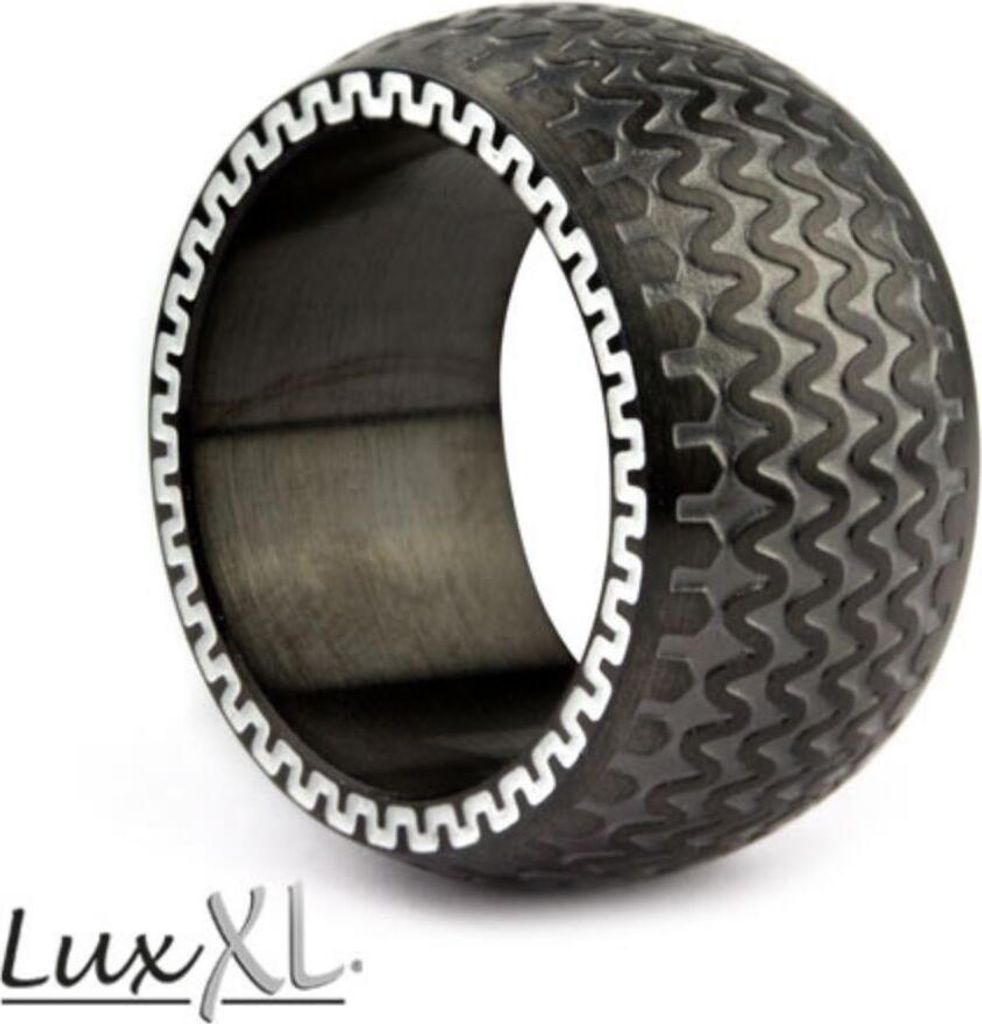 LuxXL Edelstahl Herren Ring schwarz „Reifen“ 56 (17.8 mm Ø)