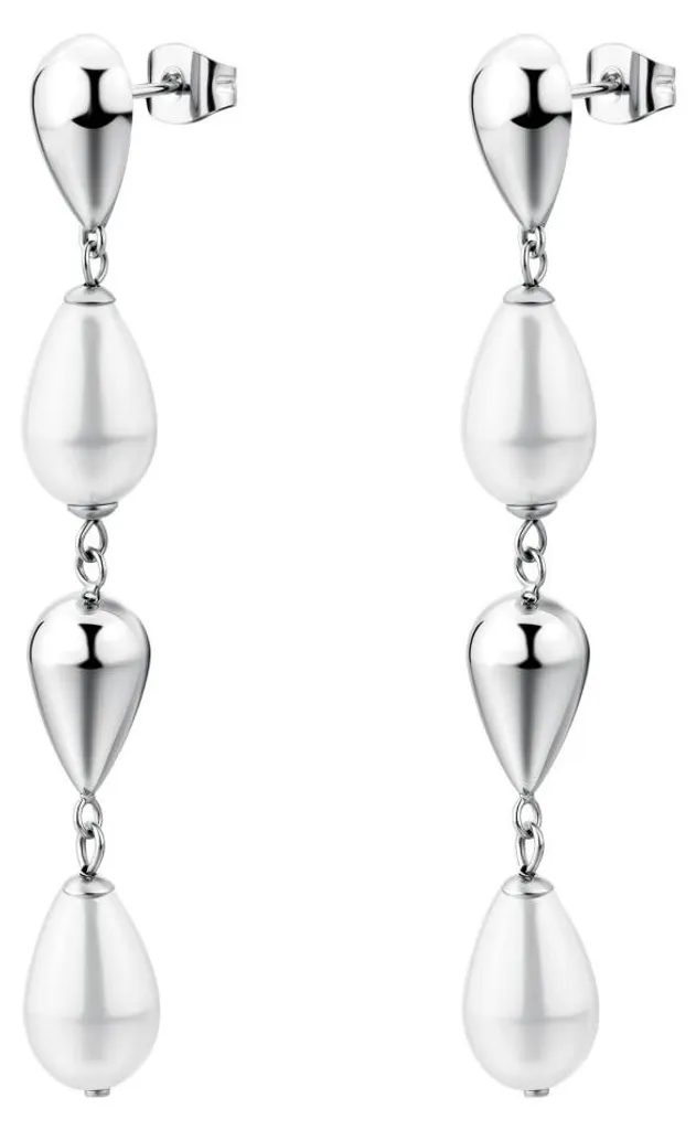 Boucles d'oreilles modernes longues à perles au design géométrique