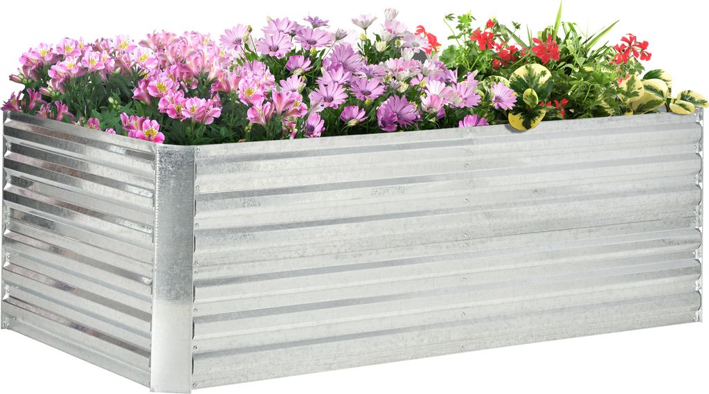 Outsunny Hochbeet aus Stahl, Pflanzbeet Frühbeet Gartenbeet Blumenkasten steckbar, Pflanzkasten Pflanzkübel 180x90x60cm für Garten Balkon Terras...