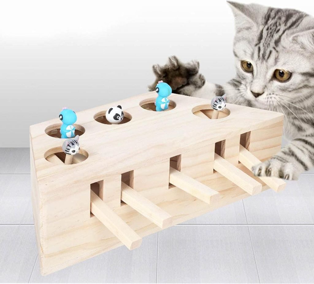 Interaktives Katzenspielzeug Whack Mole Maus Puzzle Box mit Cartoon Maus - Lustiges Kätzchen Jagdspielzeug für Katzen - Für Kratzen und Beißen ...