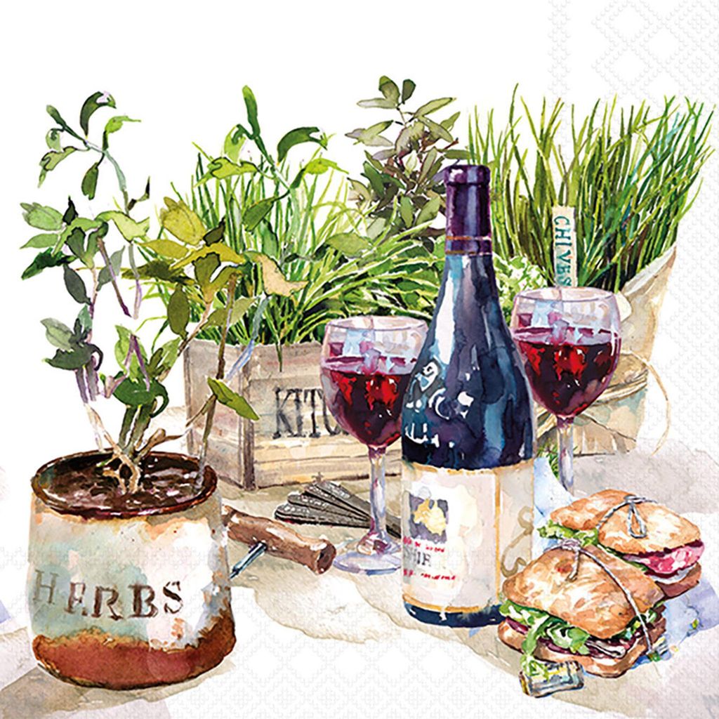 Servietten 33x33 cm - Wine & herbs