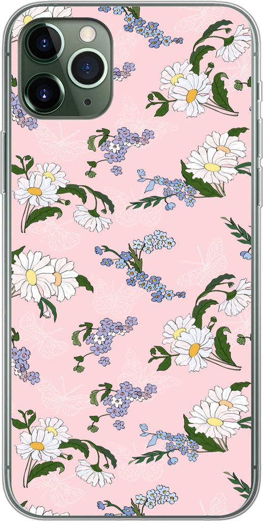 MuchoWow Handyhülle Schutzhülle Hülle für Telefoonhoesje iPhone 11 Pro Max Muster - Vergissmeinnicht - Blumen - Mädchen - Kinder - Kinder Si...