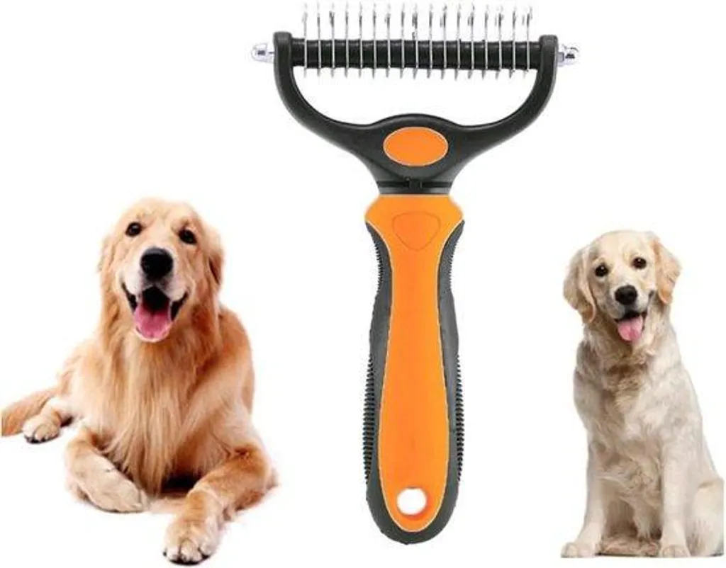 Brosse pour chiens à poil long avec double rangée de picots orange