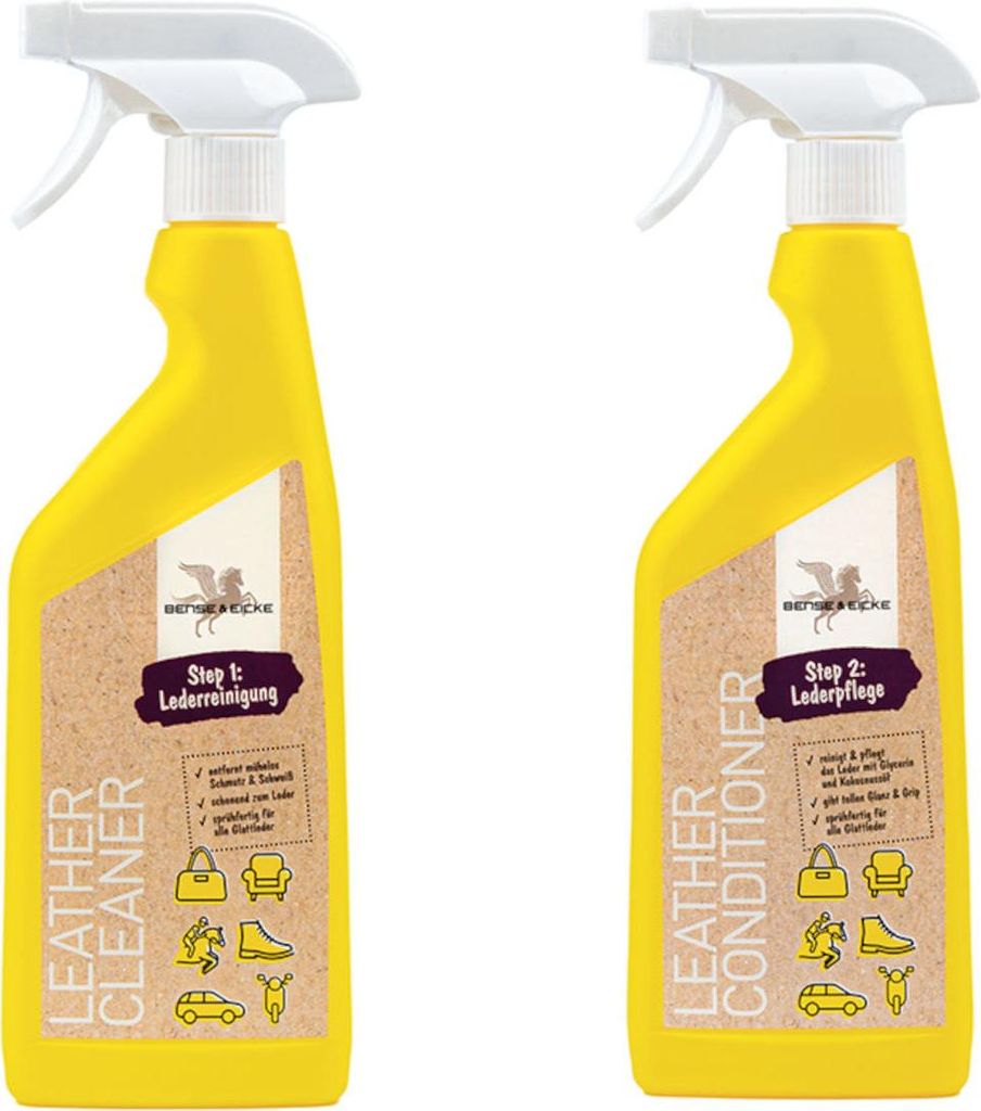 B & E Lederpflege 2 x 500 ml - Leather Cleaner + Conditioner, Step 1 + 2