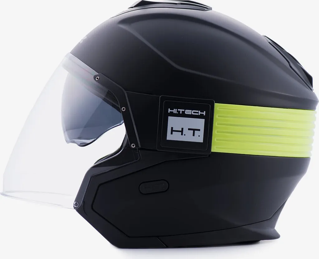 Casque jet de moto et scooter Hacker BTR bleu noir jaune fluo L