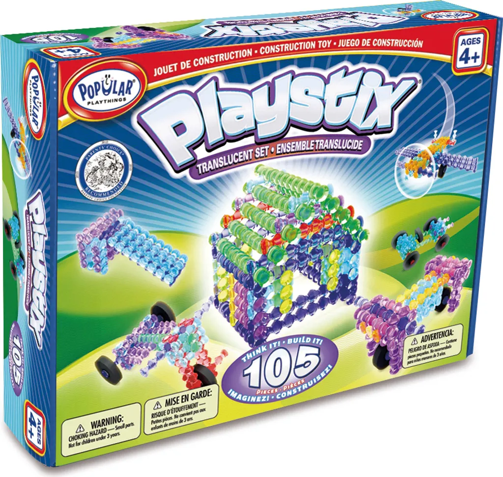 Playstix transparents EDUPLAY 120418 : bâtonnets clipsables de 105 pcs