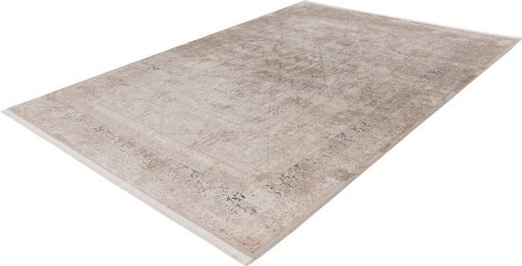 Lalee Diamond hochwertiger Teppich 2.000.000 Punkte m2 Viskose Acryl super weicher exklusiver Teppich kurze Fransen 80x150 cm beige