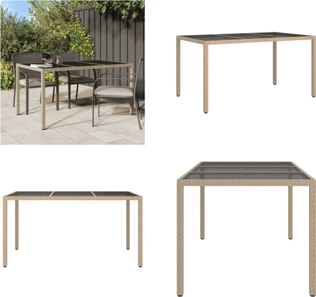 Tavolo Esterno Polyrattan Beige 150x90: Design Minimal e Vetro
