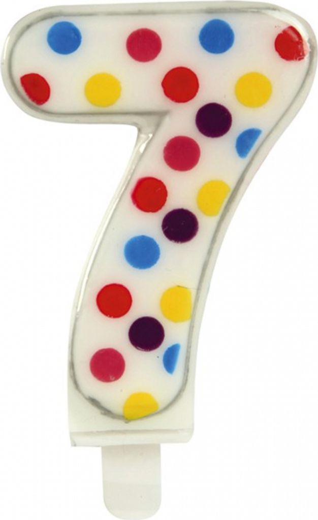 Bunte Konfetti Zahlenkerze Nummer 7 (6,5cm)