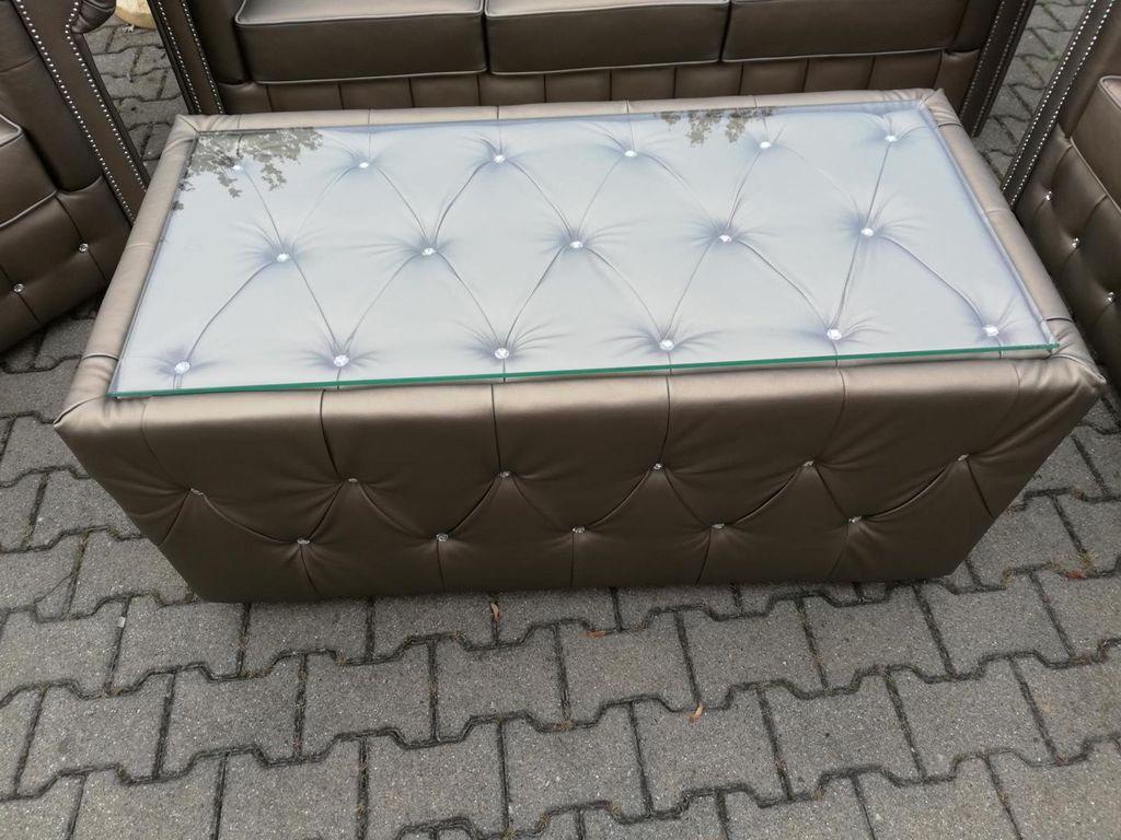 Design Chesterfield 3+2+1 Couchtisch Sofagarnitur Leder Couch Polster Neu Big