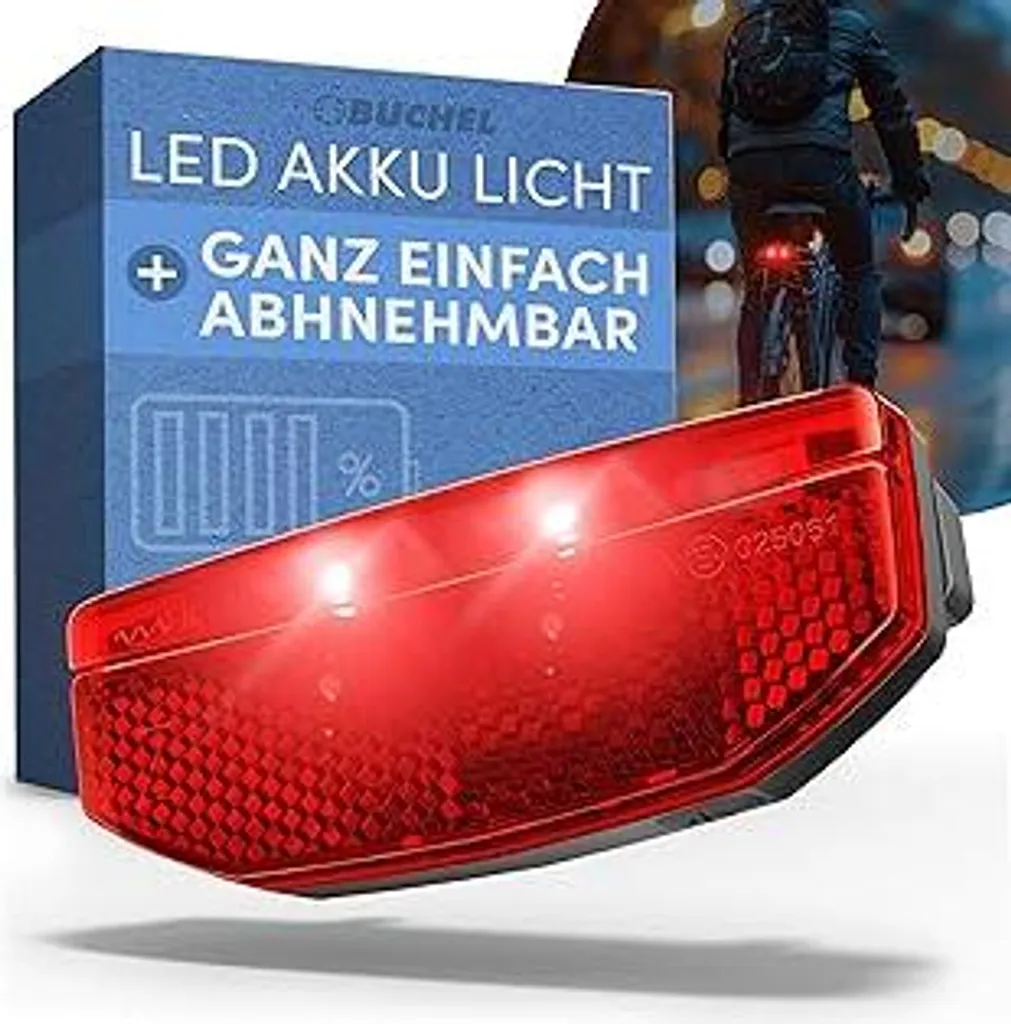 Luce Posteriore Bici BÜCHEL LED USB-C Portapacchi Omologata StVZO