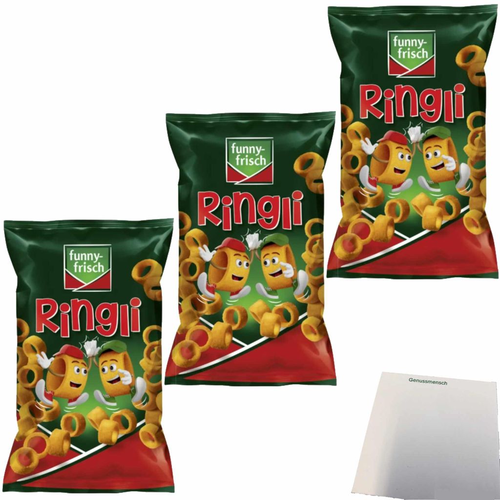 Funny-Frisch Ringli Paprika 3er Pack (3x75g Packung) + usy Block