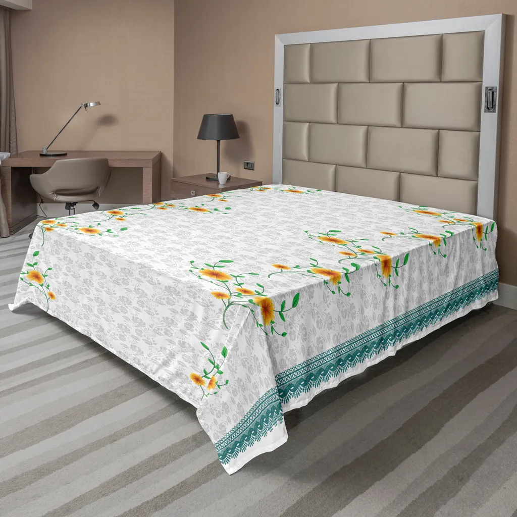 Drap plat pour lit décoratif 266x260 cm, ambiance estivale Teal Marigold