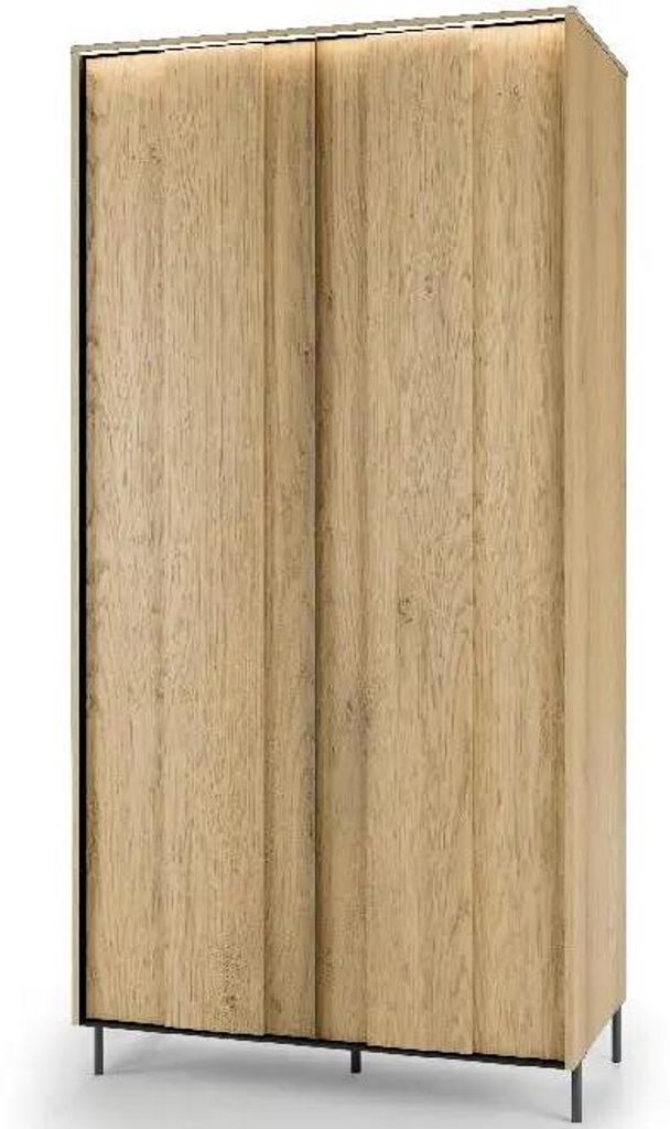 Design-Kleiderschrank TIVOLI TI-01 (99 cm) – Torro Cremona Eiche & Schwarz mit Beleuchtung