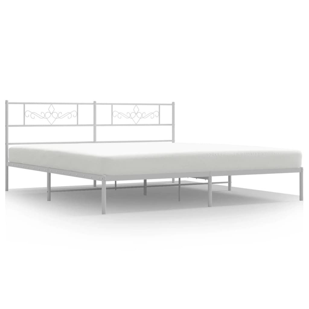 vidaXL Struttura letto con testiera in metallo bianco Immagine del prodotto 