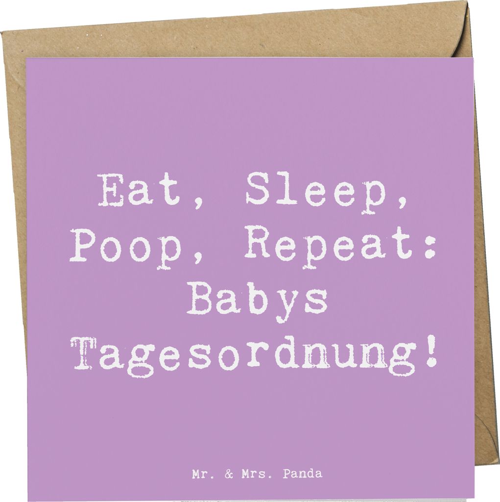 Mr. & Mrs. Panda Klappkarte Spruch Baby Alltag - Lavendeltraum - Geschenk, Glückwunschkarte, Babygeschenke, Dankeschön, Tagesordnung, Grußkarte,...