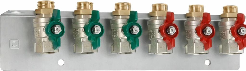 Danfoss Montageschiene mit 7 Kugelhähne 3/4 Zoll, 3 St, DVGW, 4 St., Heizung, 1 Stk.