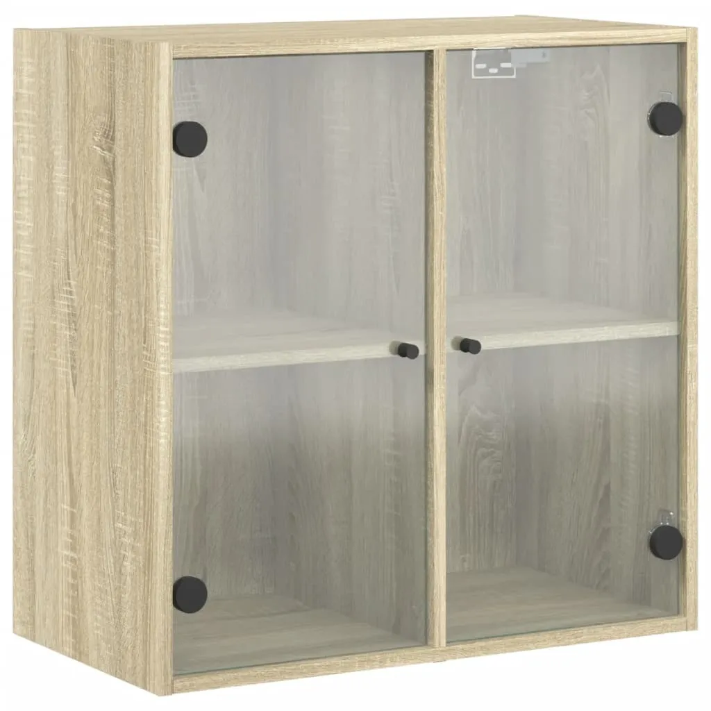 Armadietto a Parete Rovere Sonoma 68x37x68,5 cm con Ante Vetro