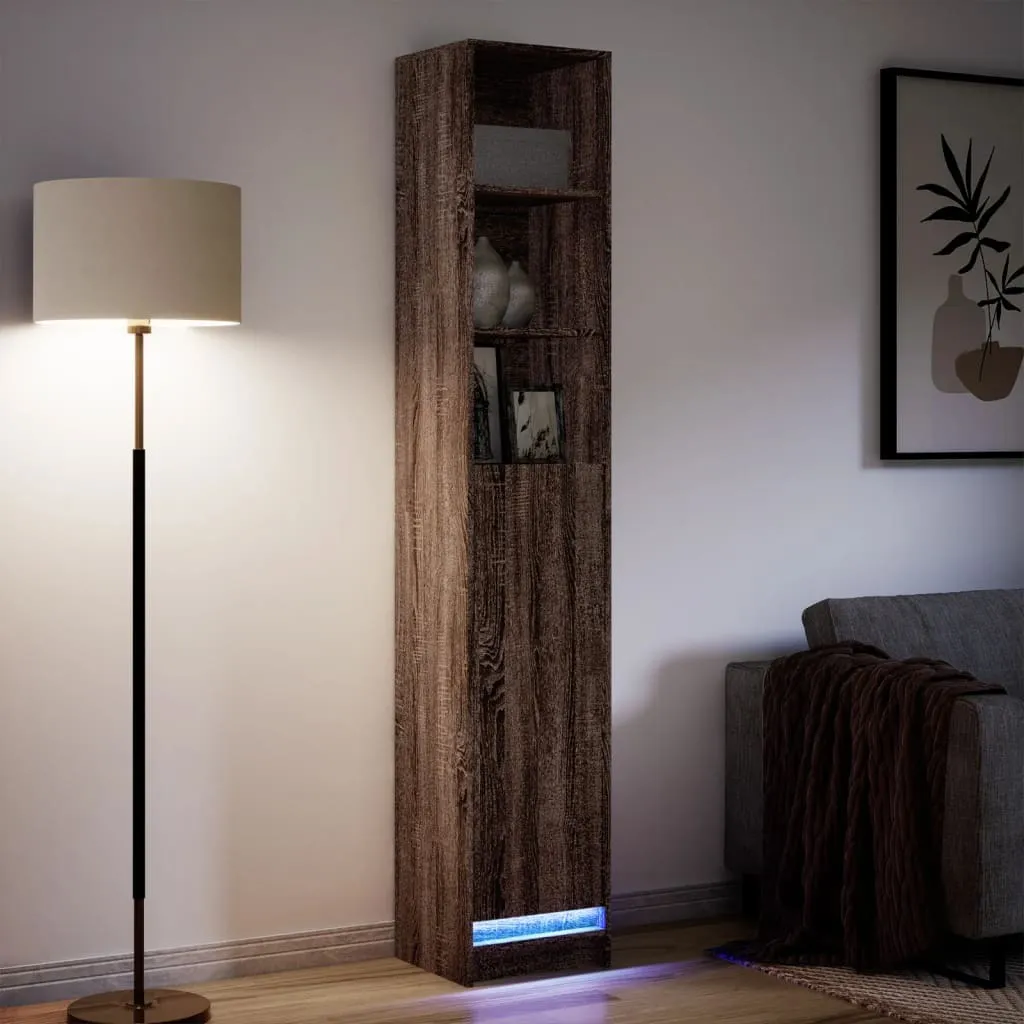 Credenza Alta con LED Rovere Marrone 36x200 cm - Offerta Maison - 5