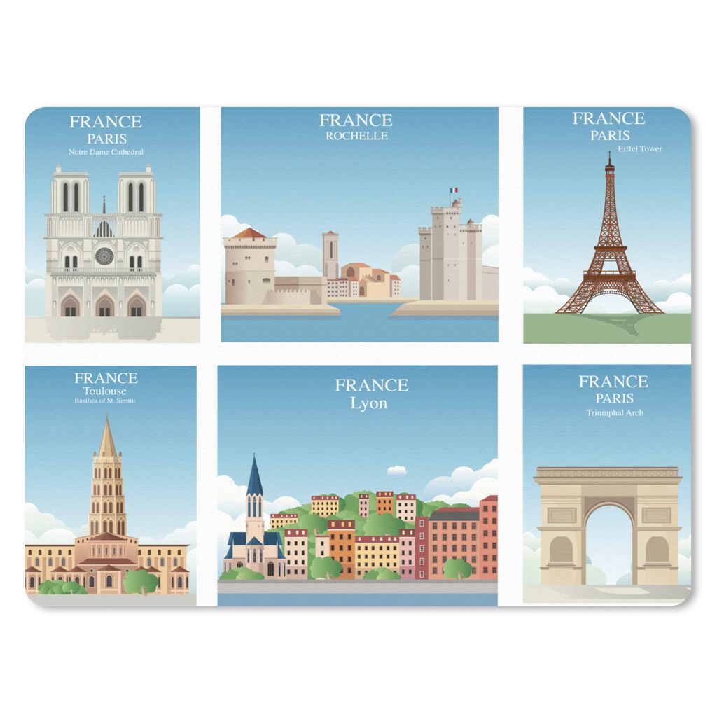MuchoWow Mauspad Mousepad Paris - Frankreich - Blau 23x19 cm - Mousepads - Maus Mat - Pad - Mausunterlage - Schreibtischunterlage - Mauspad