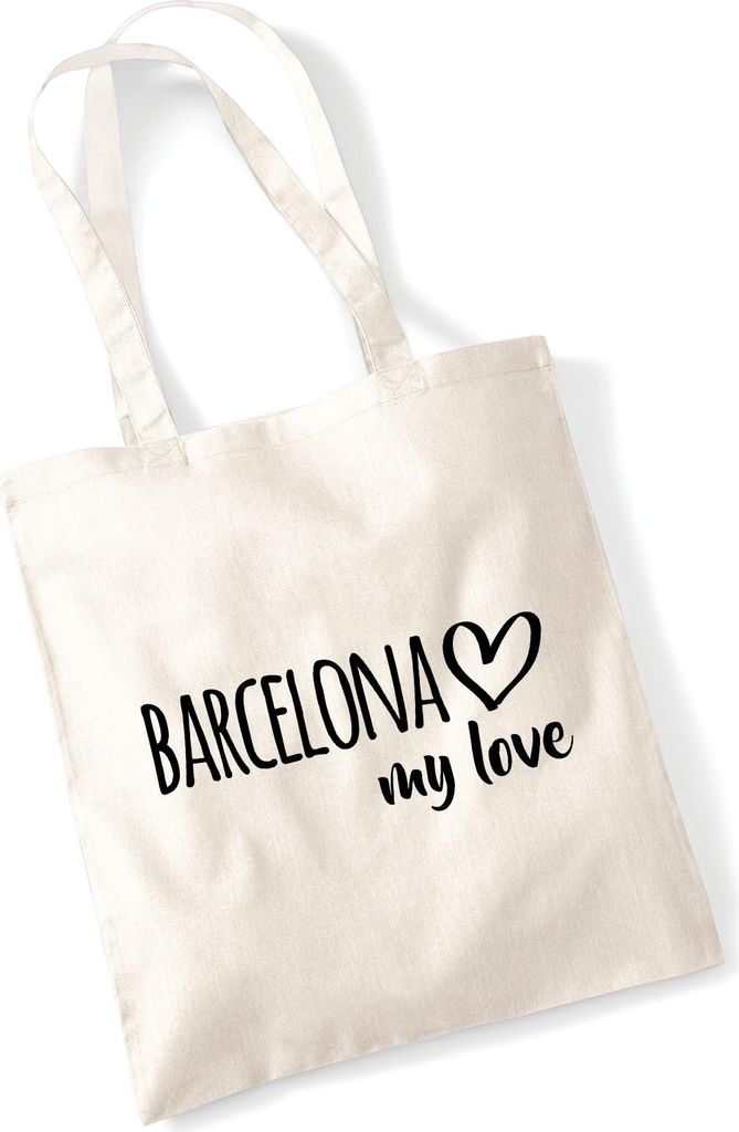 Huuraa Jutebeutel Barcelona my love 10 Liter Natural Baumwolle Tasche Geschenkidee