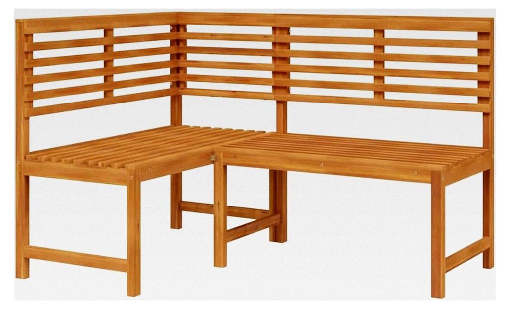 Eckbank aus massivem Akazienholz für Garten, Balkon und Terrasse, 140 cm