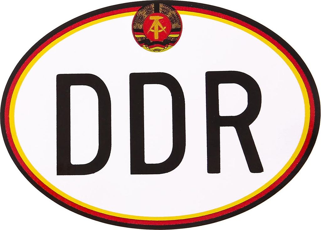 Aufkleber - "DDR" groß, mit Hammer und Zirkel, Oval Produktbild 