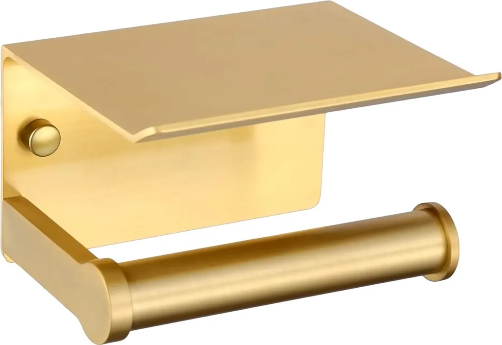Support papier toilette autocollant or sans trou pour mur salle de bain