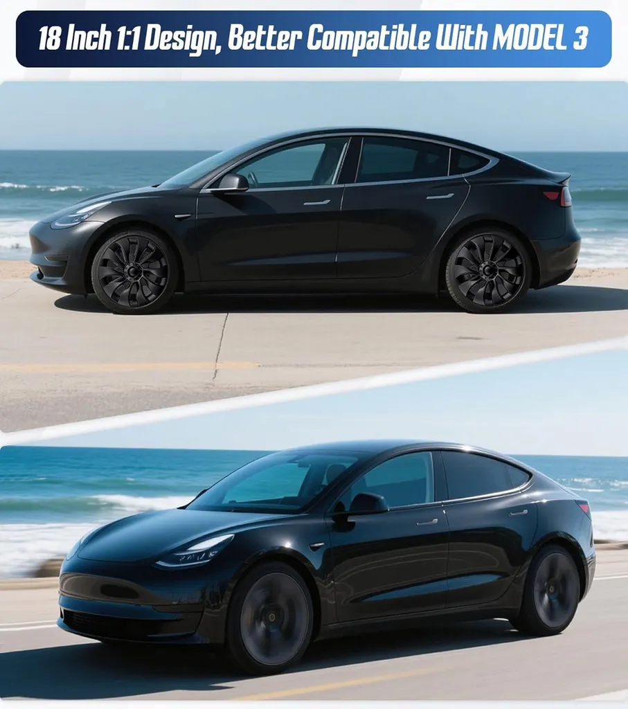 Enjoliveurs pour Tesla Modèle 3 Noir Mat, Réparez vos Jantes Rayées