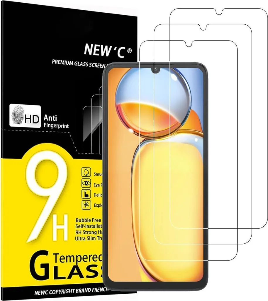 Vetro di protezione dell'armatura per Xiaomi Redmi 13C 5G/4G, Poco C65 set di 3