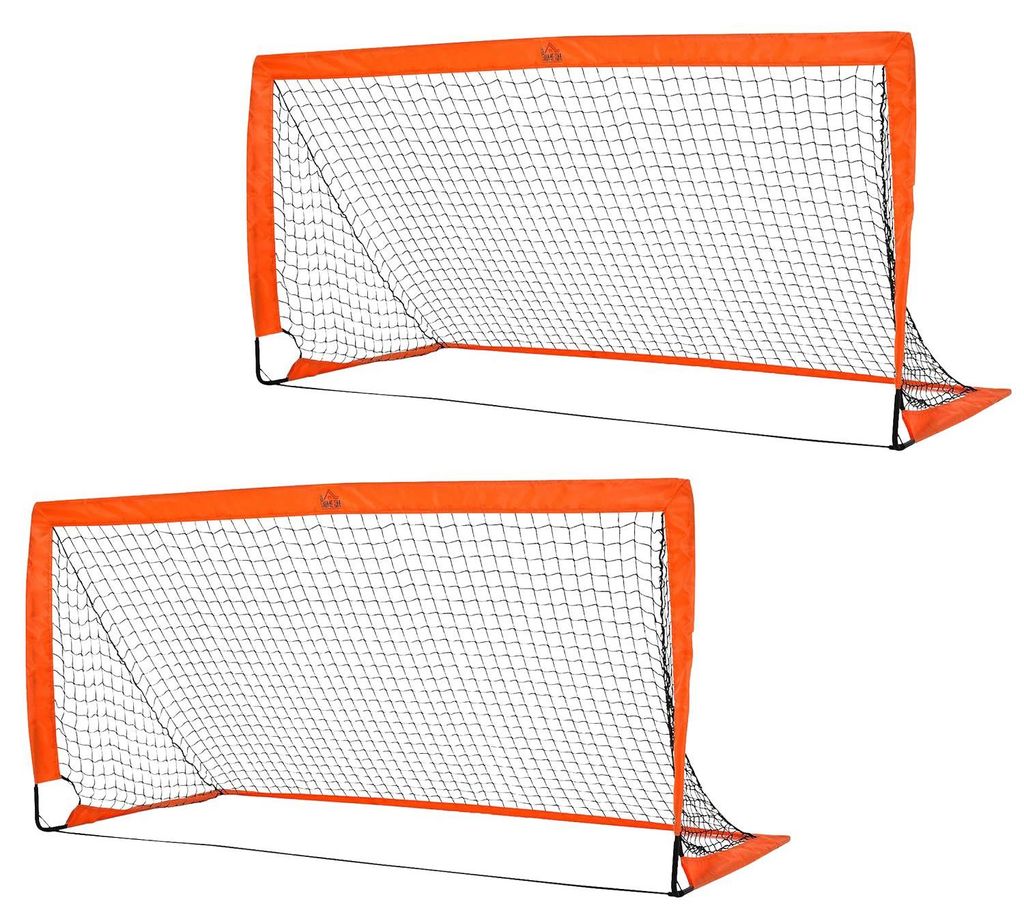 Fußballtore, Fußballnetz, 2er Set Minitore, Faltbar, Metall, Oxfordstoff, für Kinder, Outdoor, Orange, 183 x 90 x 90 cm