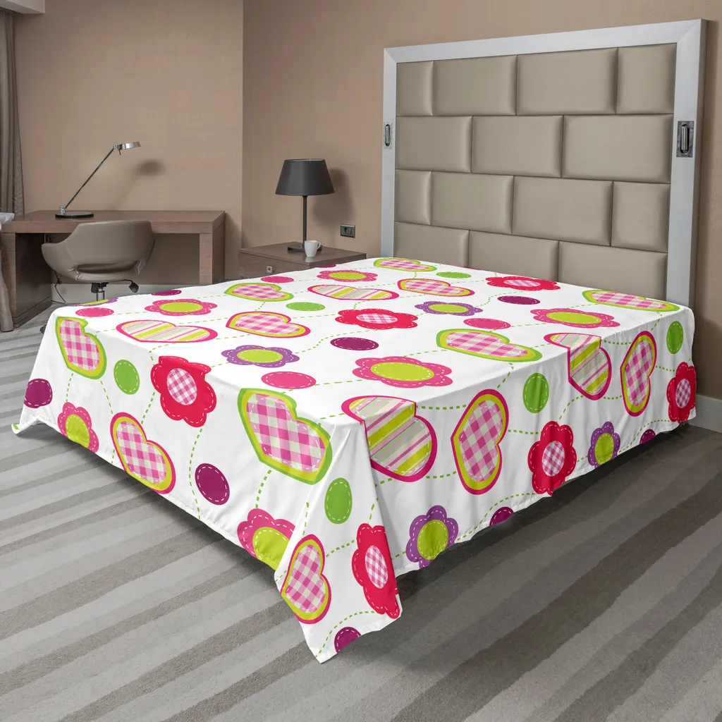 Lenzuolo ABAKUHAUS 260x228 cm | Patchwork Floreale Viola e Rosso