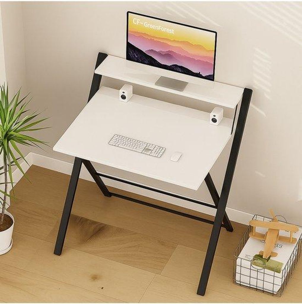 LUNOR Laptoptisch klappbar mit Tablet-Halterung Weiß/Schwarz 70x50x70 cm