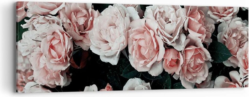 Bild auf Leinwand - Leinwandbild - Einteilig - Rosen Blumen Blätter - 90x30cm - Wand Bild - Wanddeko - Wandbilder - Leinwanddruck - Bilder - Wandd...