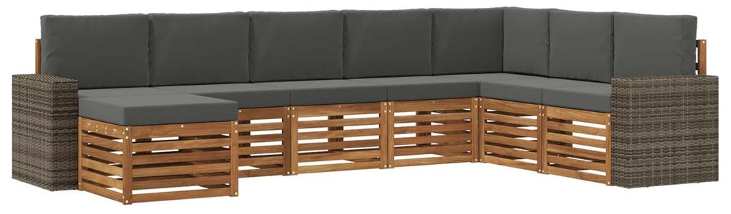 vidaXL Outdoor-Sofagarnitur mit Kissen 8 pcs Natur und Anthrazit