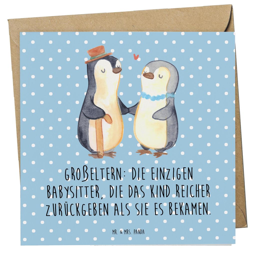 Mr. & Mrs. Panda Klappkarte Großeltern Babysitter - Blau Pastell - Geschenk, humorvoll, Geschenkideen, Geburtstage, doppelkarte, Glückwunschkarte...