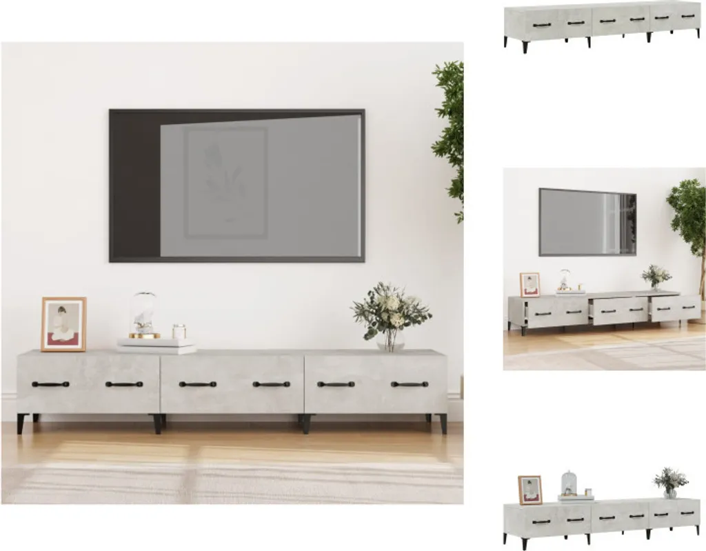 Meuble TV 150 cm Gris Béton : Solution de Rangement Gain de Place